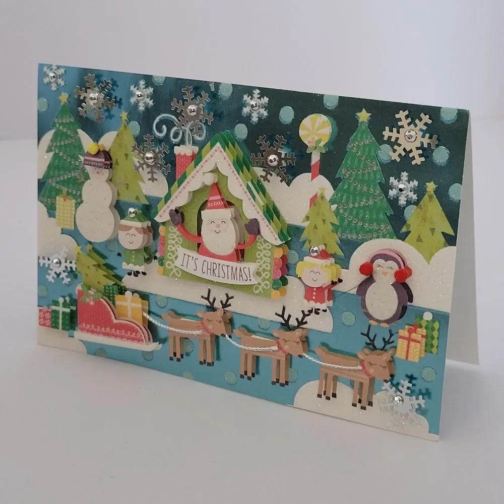 Hallmark Festive Christmas Greeting Card with Santa and Reindeer